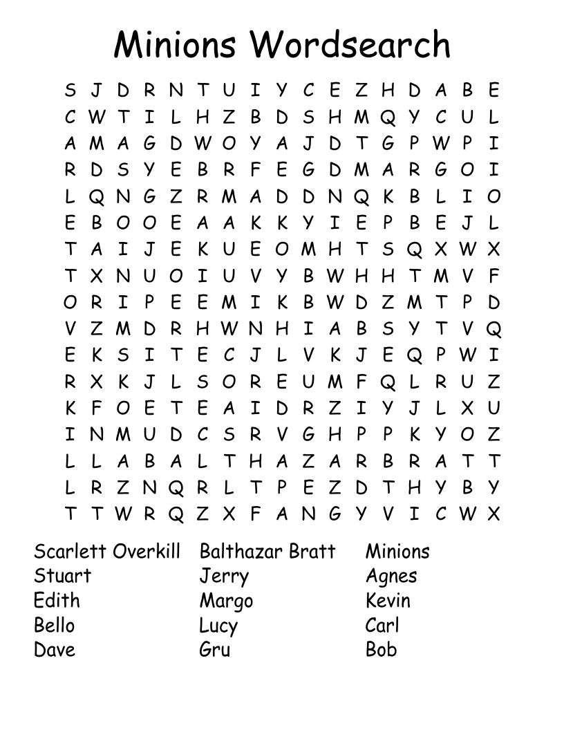Minions Wordsearch