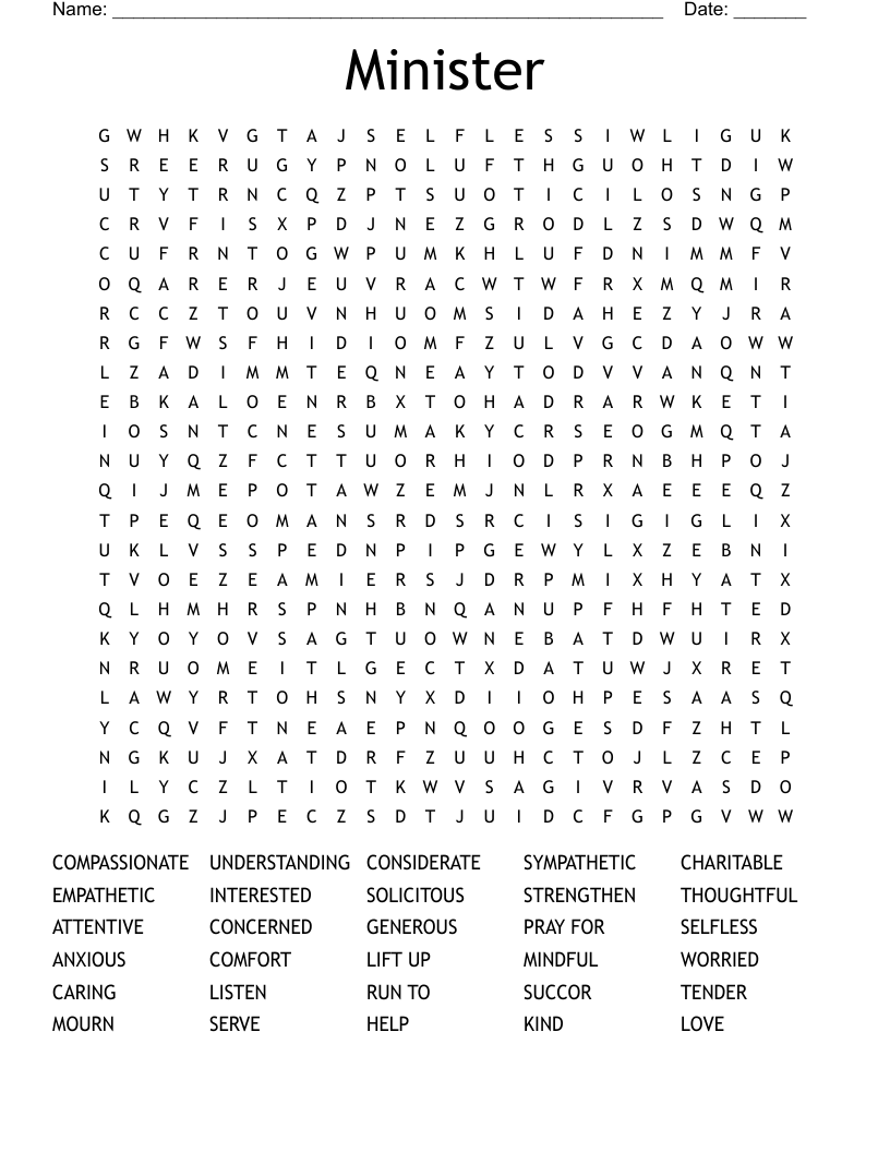 Minister Word Search