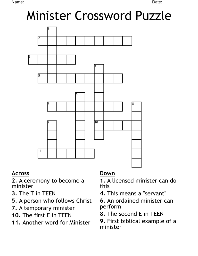 Minister Crossword Puzzle