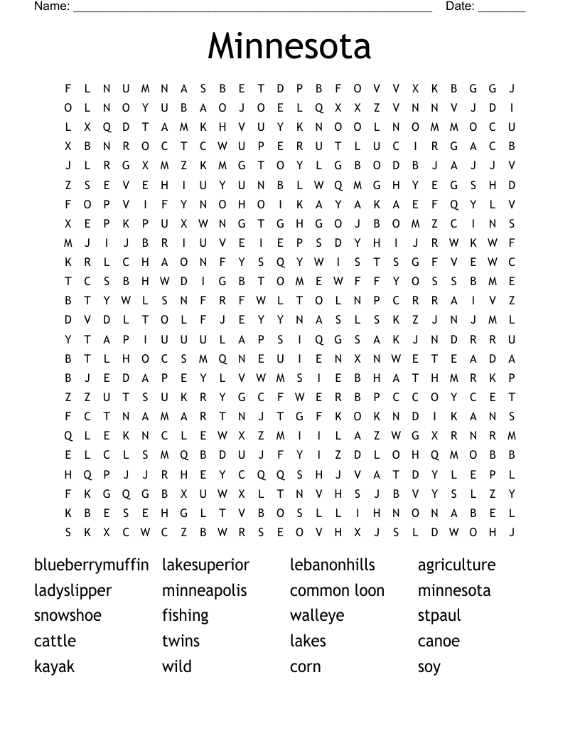 Minnesota Word Search