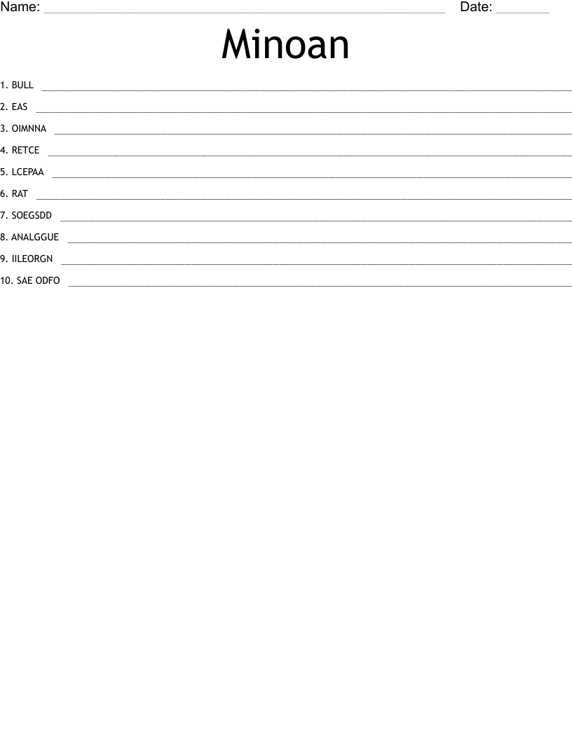 Minoan Word Scramble