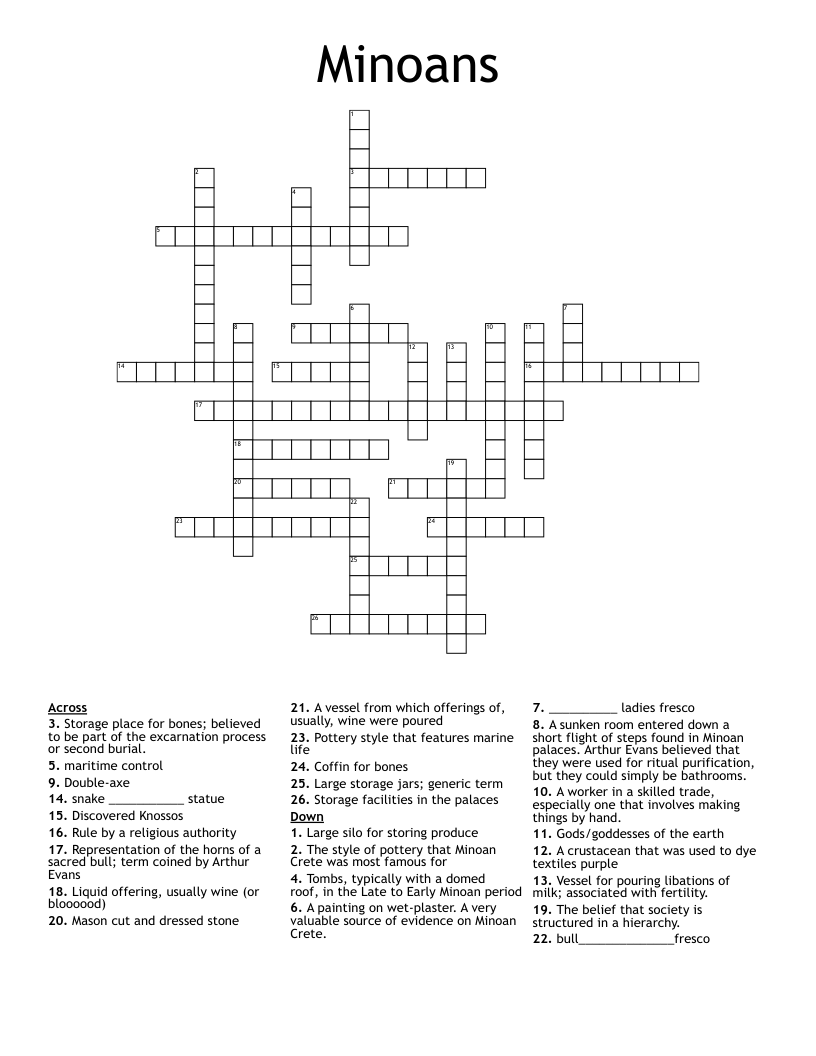 Minoans Crossword