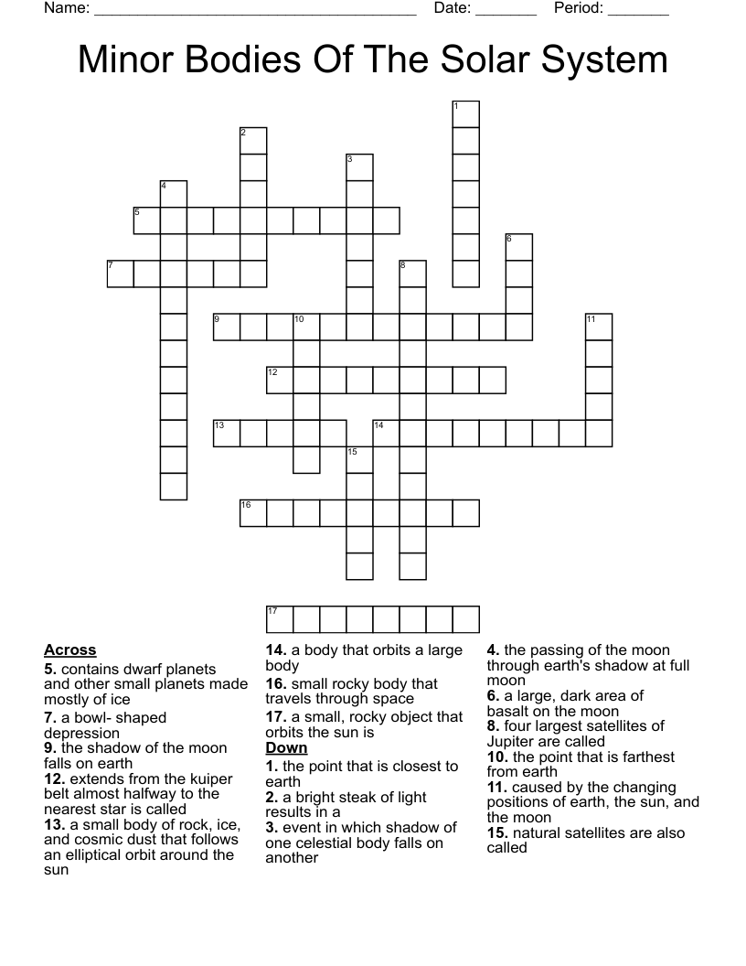 Minor Bodies Of The Solar System Crossword