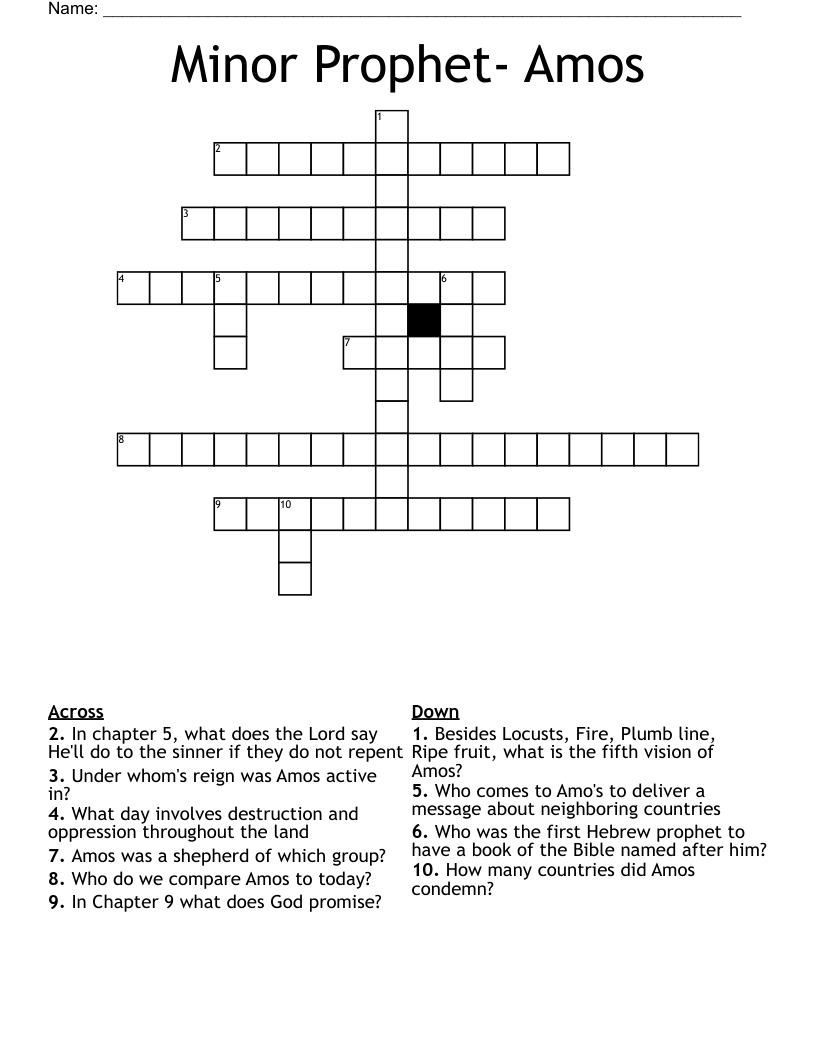 Minor Prophet- Amos Crossword