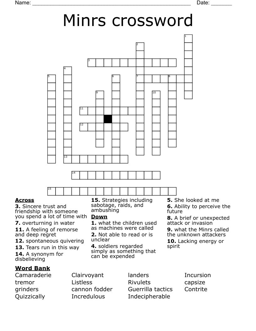 Minrs crossword