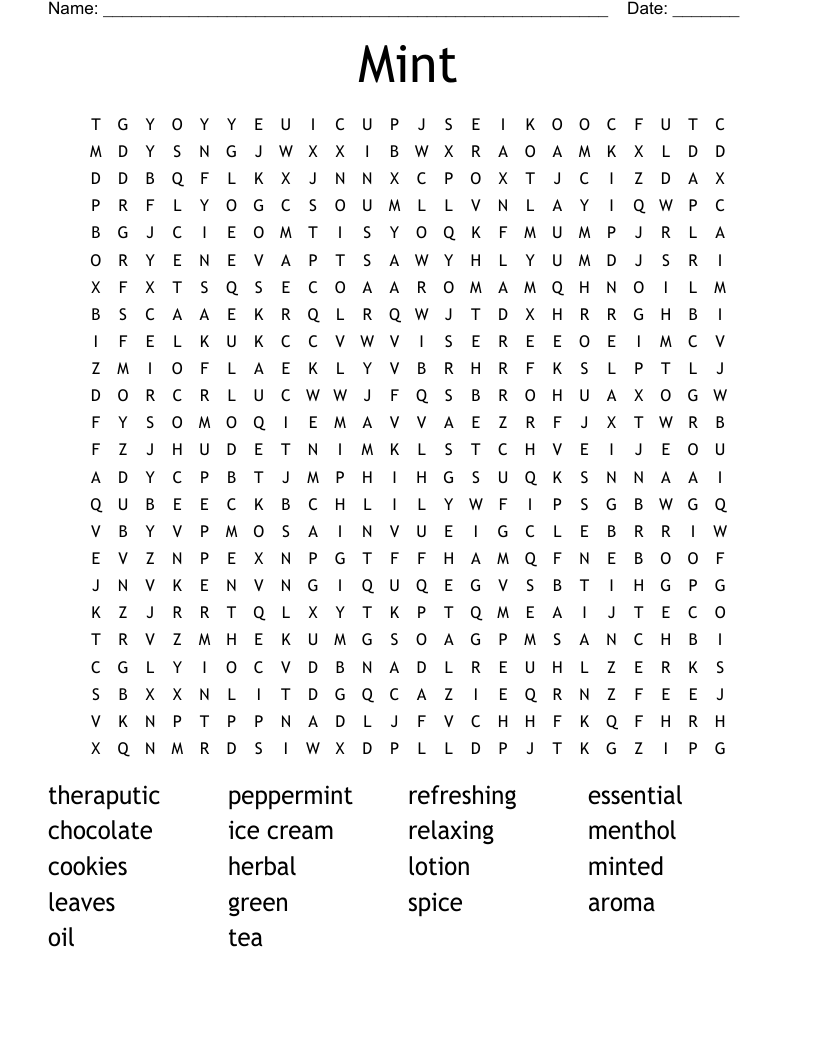 Mint Word Search