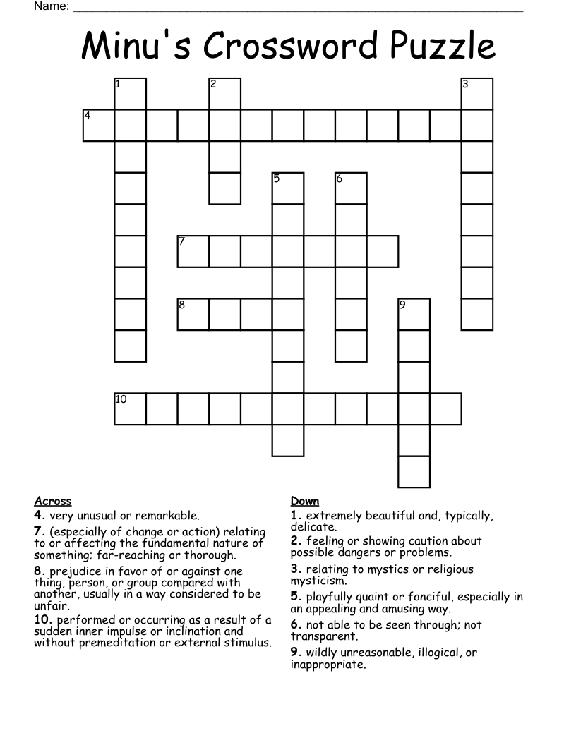 Minu's Crossword Puzzle