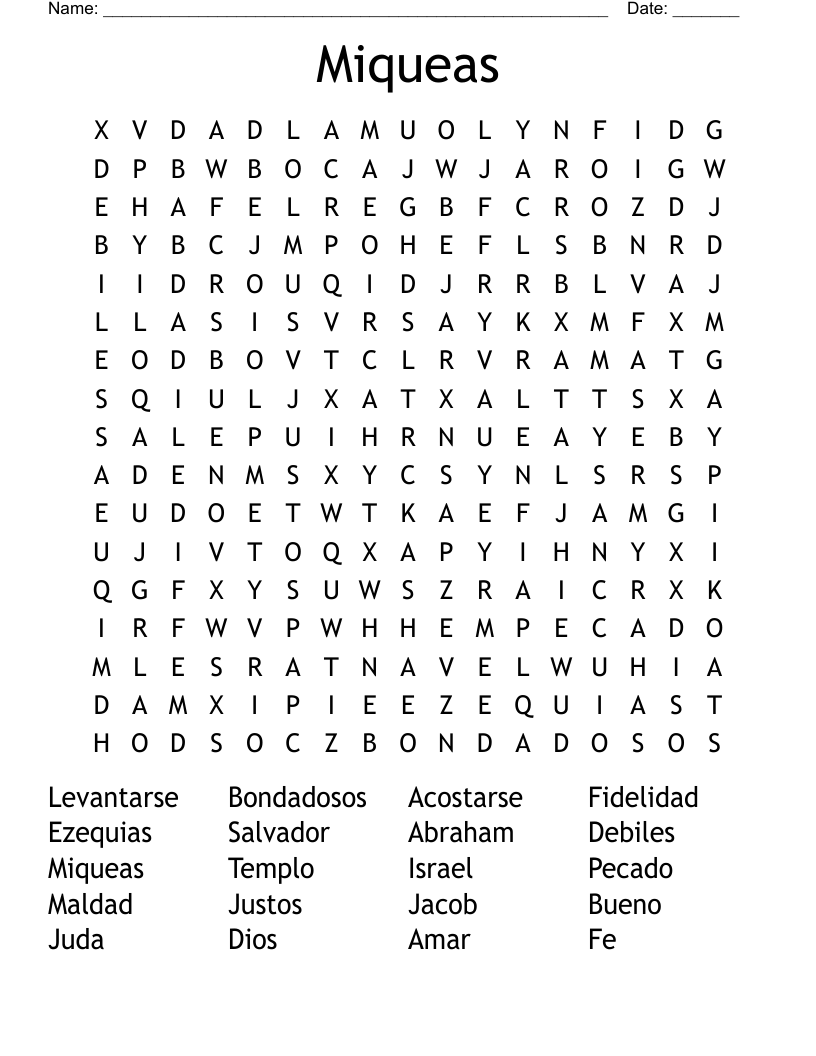 Miqueas Word Search