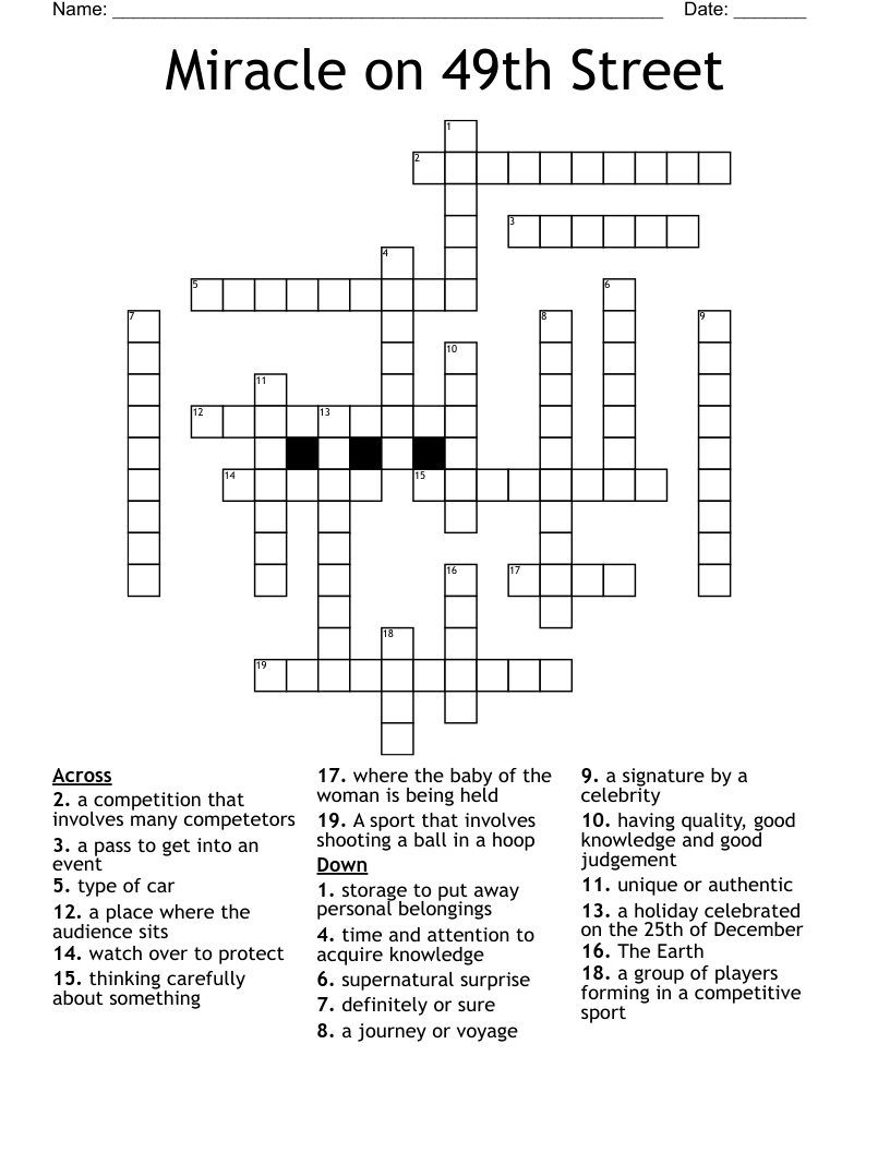 Miracle on 49th Street Crossword