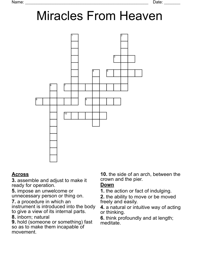 Miracles From Heaven  Crossword