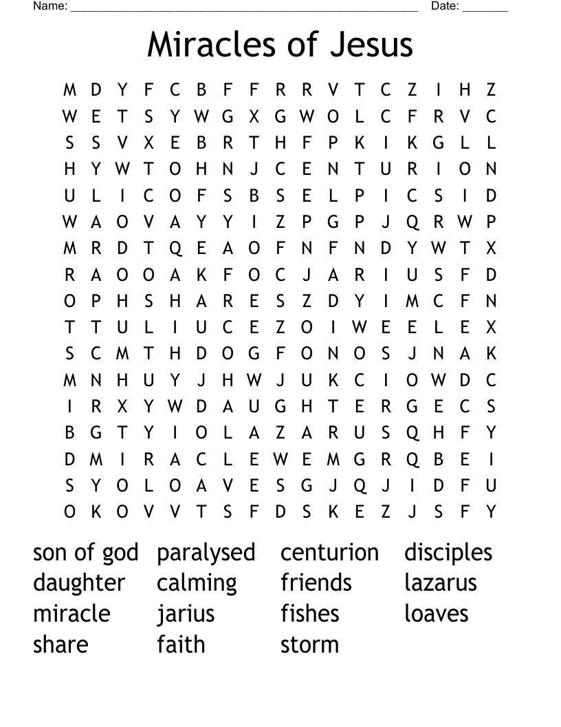 Miracles of Jesus Word Search