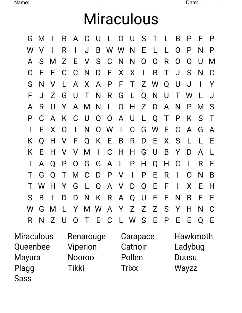 Miraculous Word Search