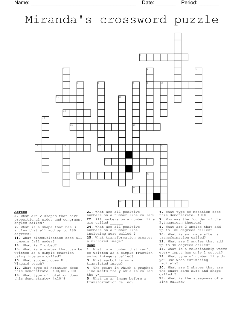 Miranda's crossword puzzle
