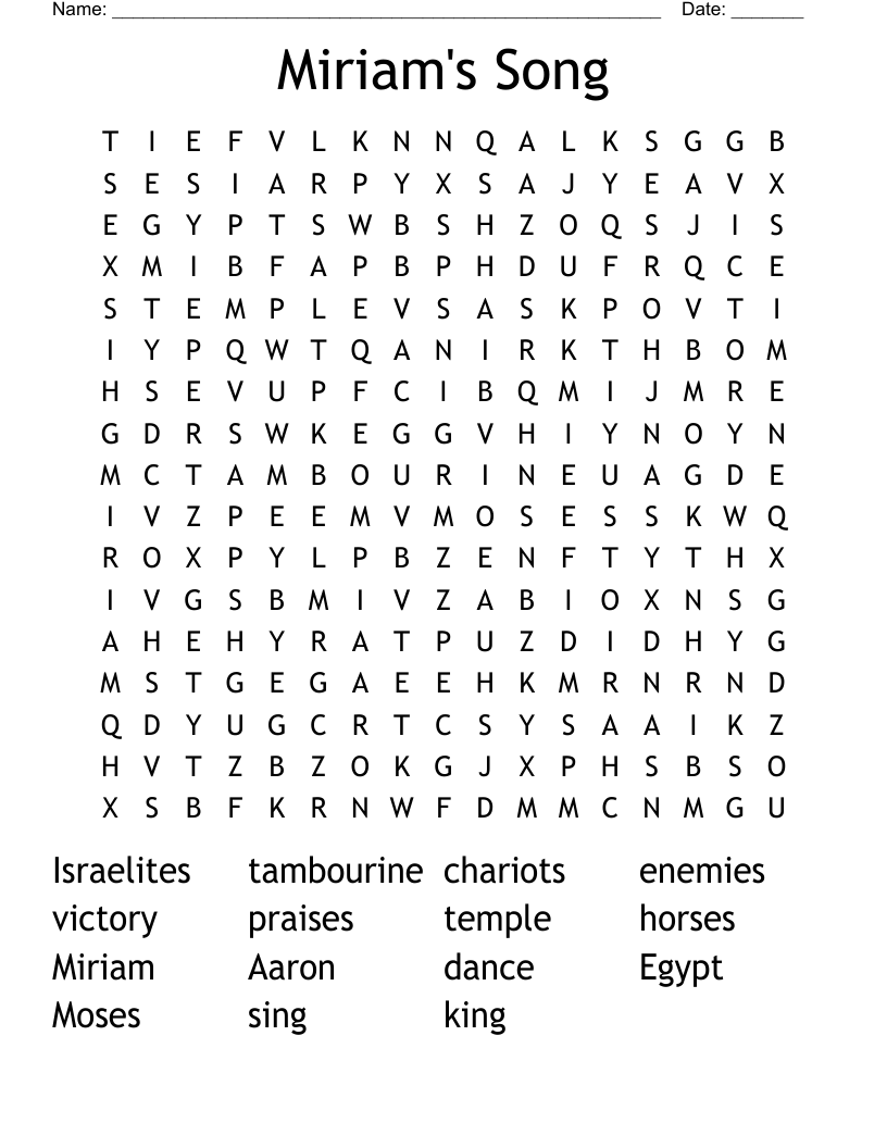 Miriam's Song Word Search