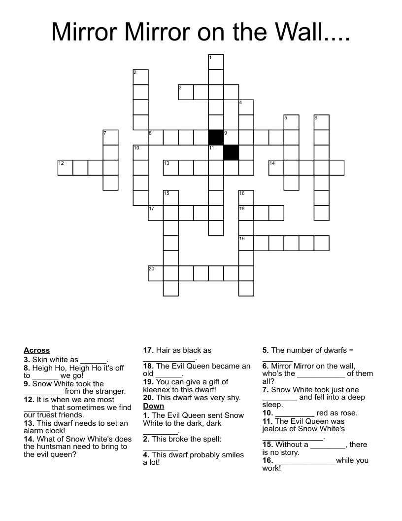 Mirror Mirror on the Wall.... Crossword
