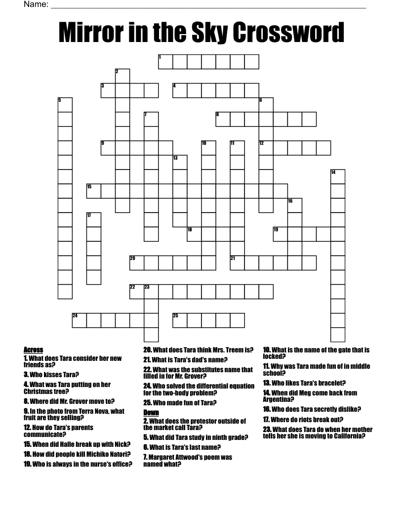 Mirror in the Sky Crossword