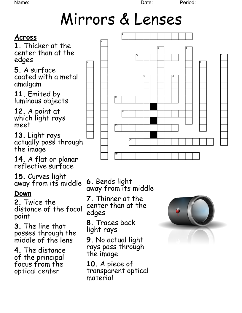 Mirrors & Lenses Crossword