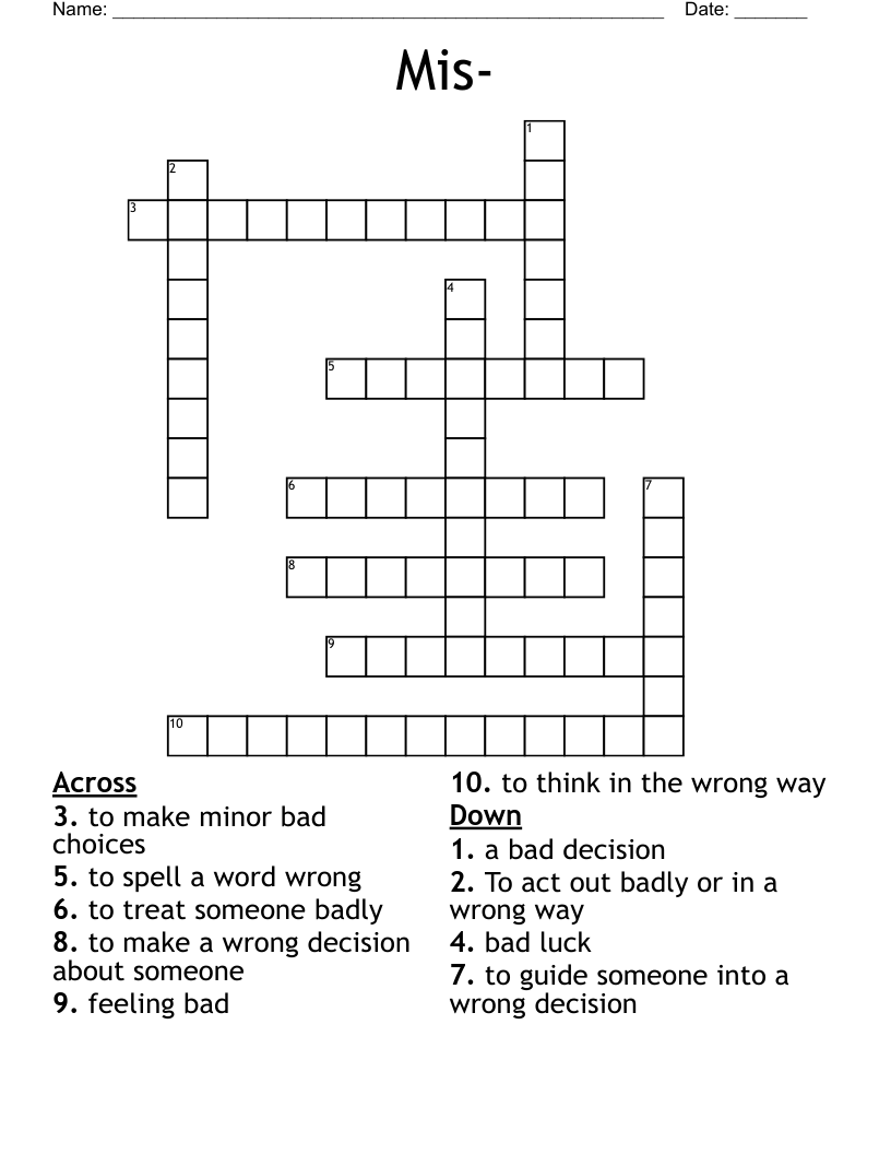Mis- Crossword