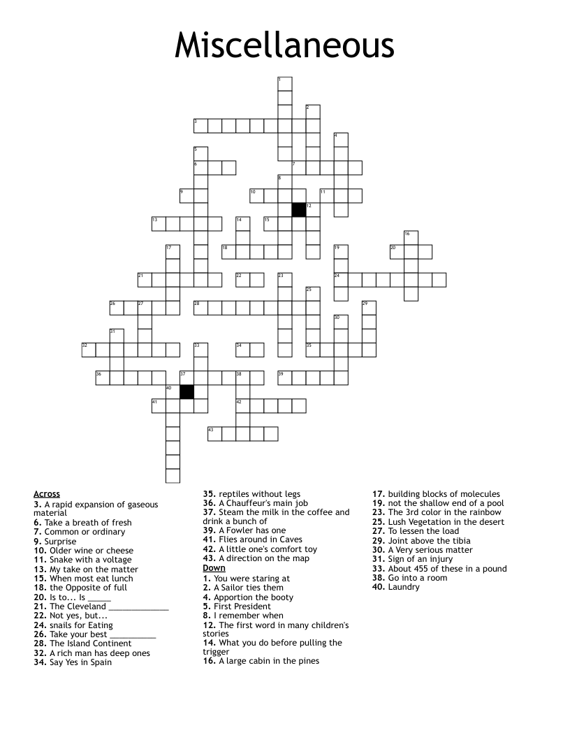 Miscellaneous Crossword