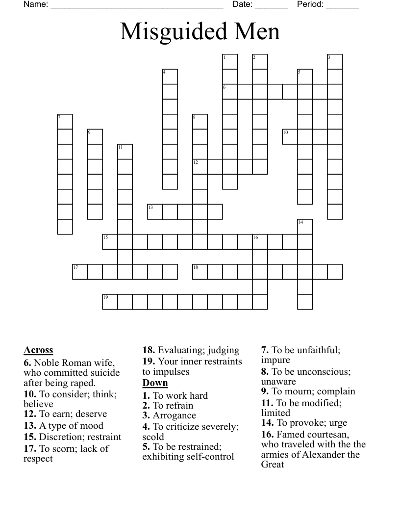 Misguided Men Crossword