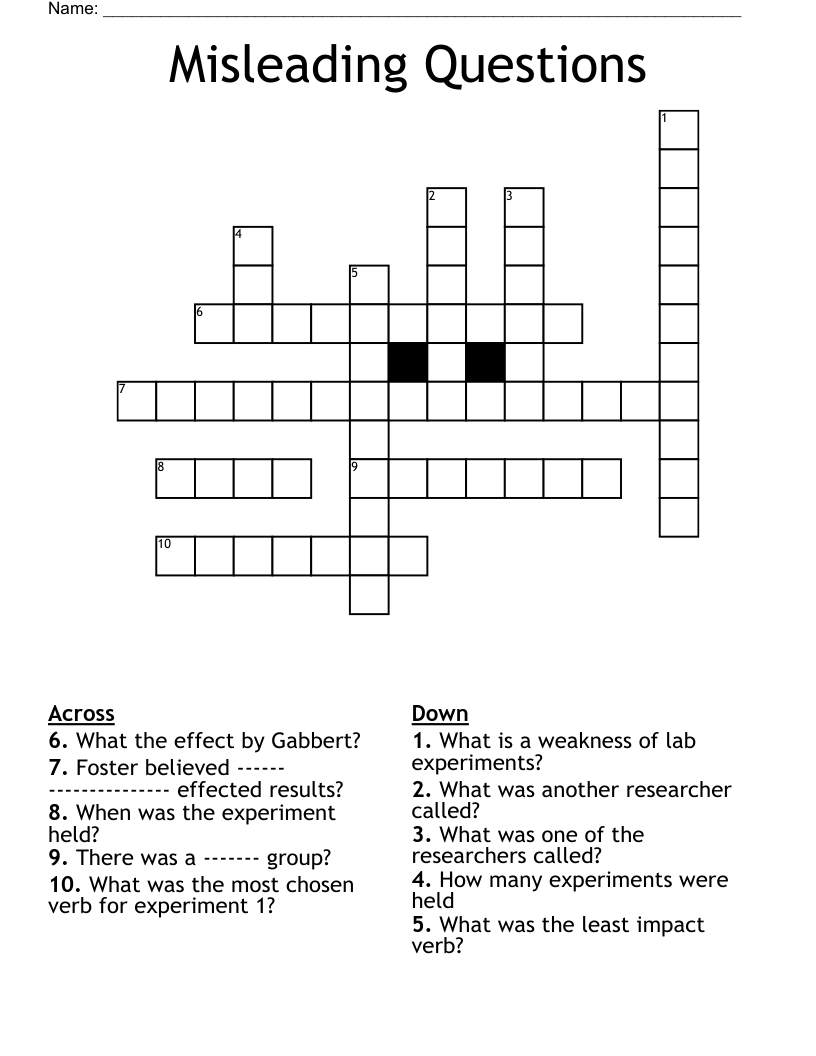 Misleading Questions Crossword
