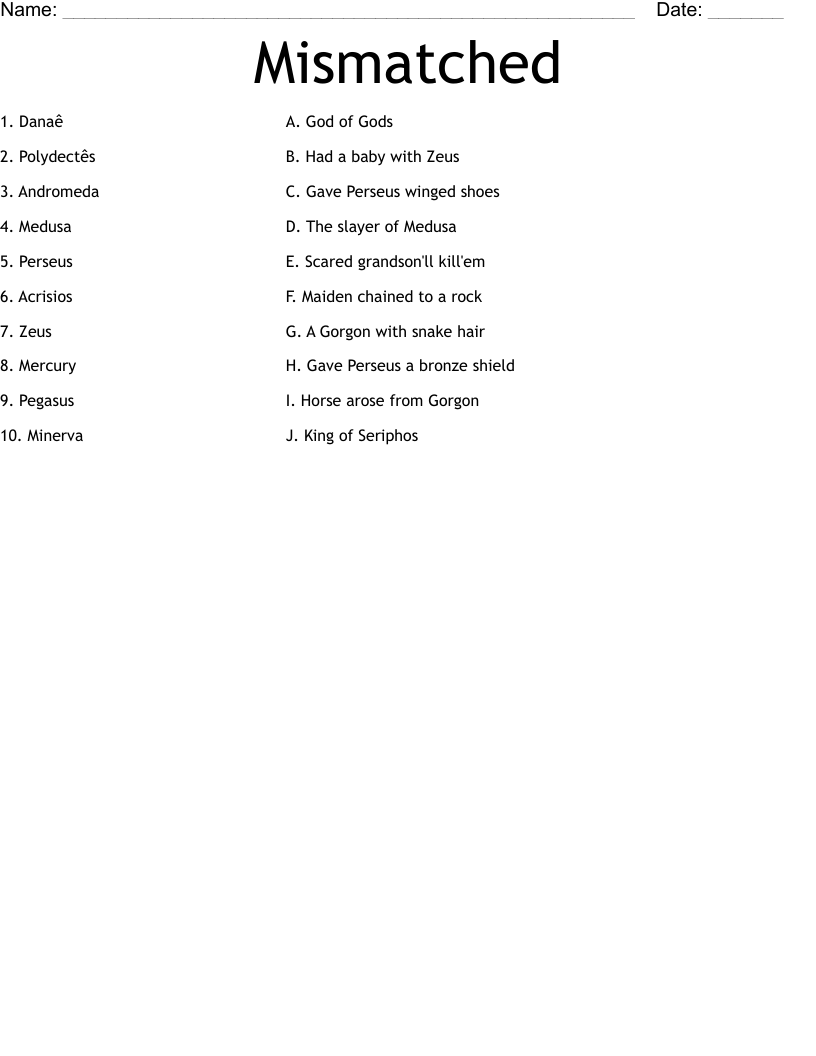 Mismatched Worksheet