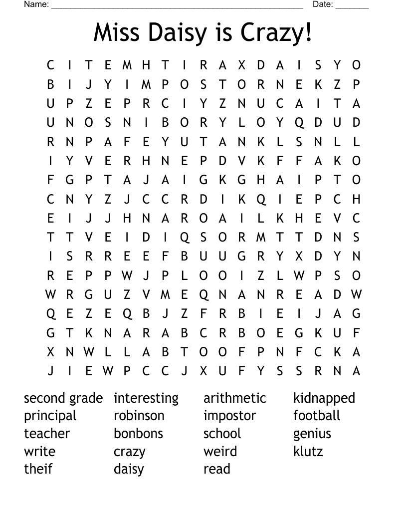 Miss Daisy is Crazy! Word Search