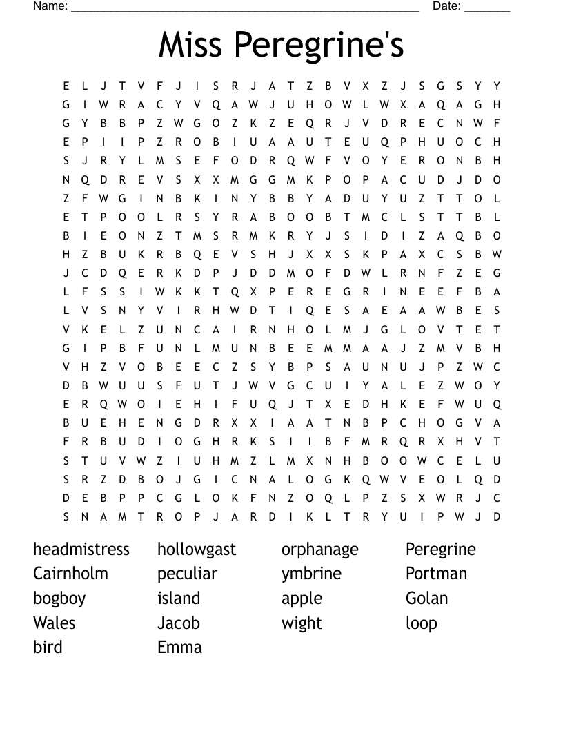Miss Peregrine's Word Search