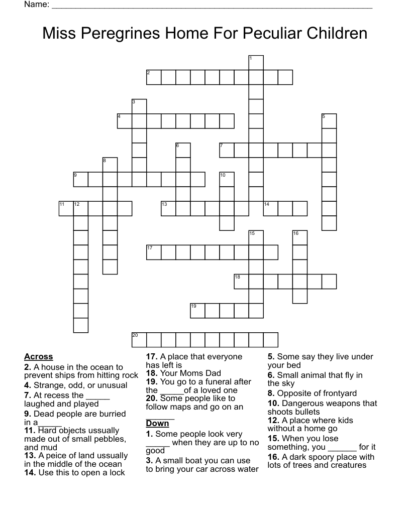 Miss Peregrines Home For Peculiar Children Crossword