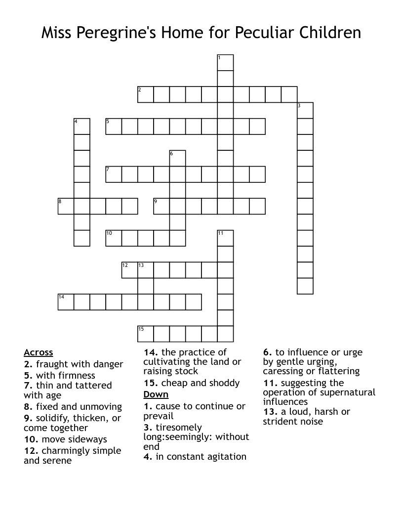 Miss Peregrine's Home for Peculiar Children Crossword