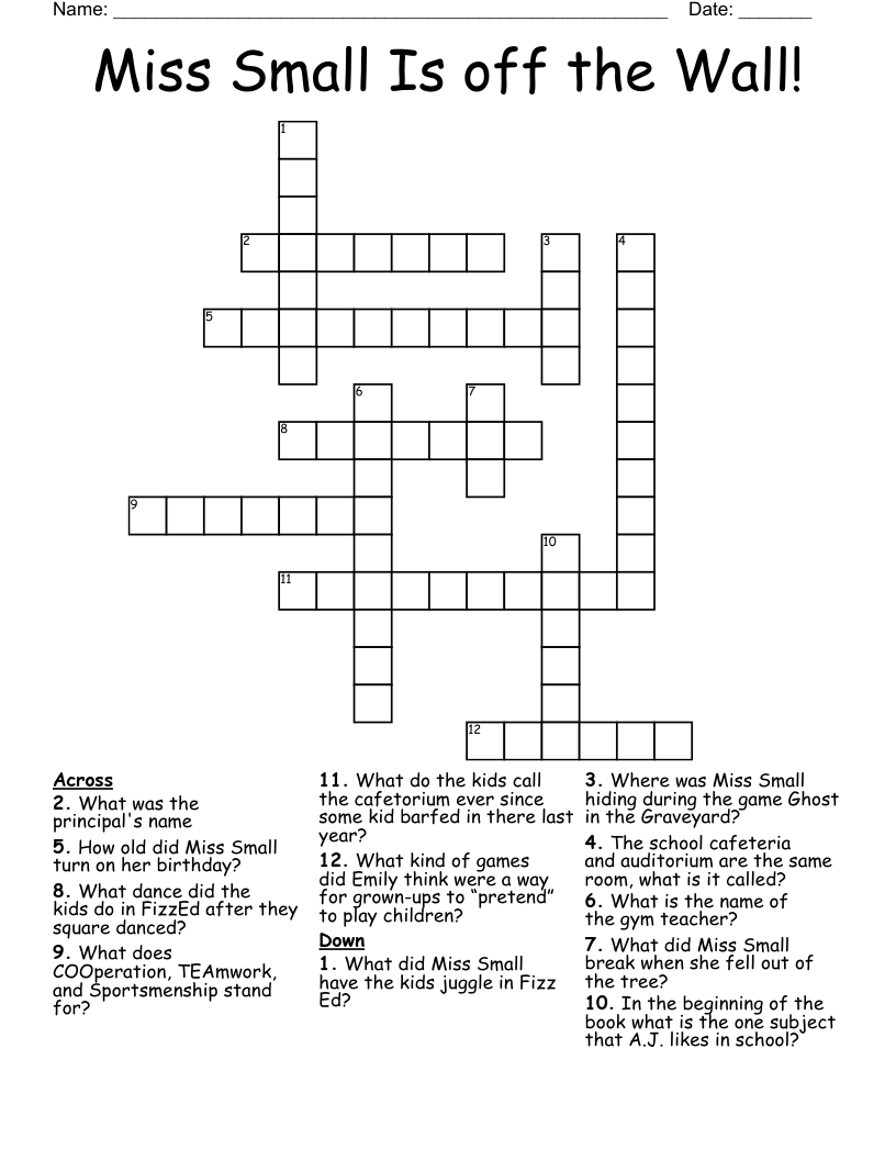 Miss Small Is off the Wall! Crossword