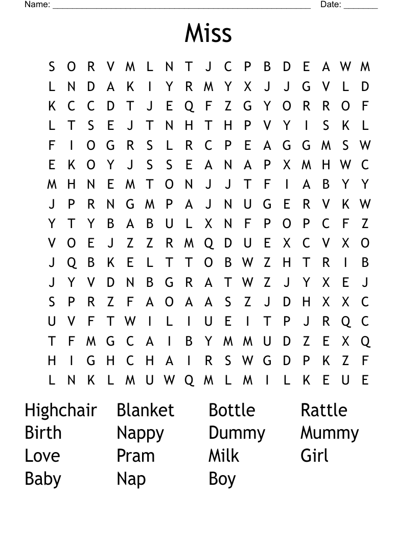 Miss  Word Search