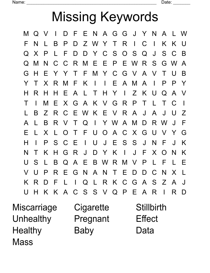 Missing Keywords Word Search