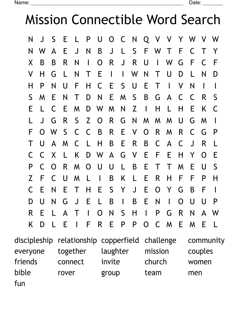 Mission Connectible Word Search