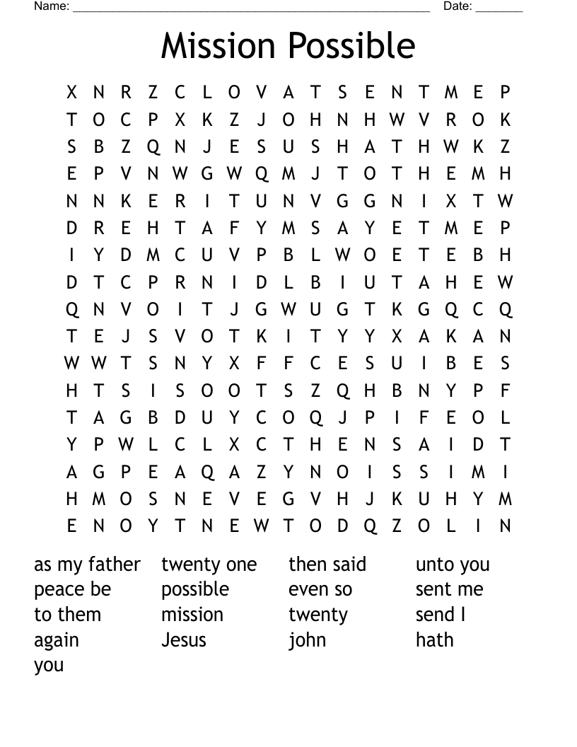 Mission Possible Word Search
