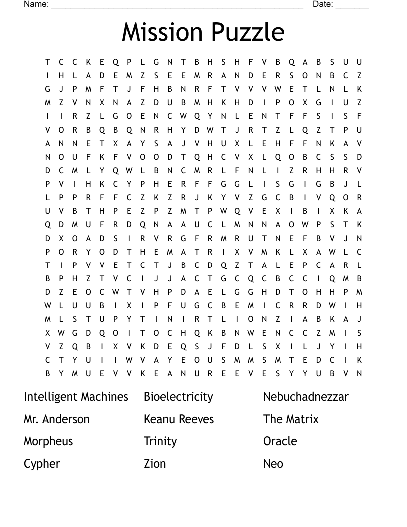 Mission Puzzle Word Search