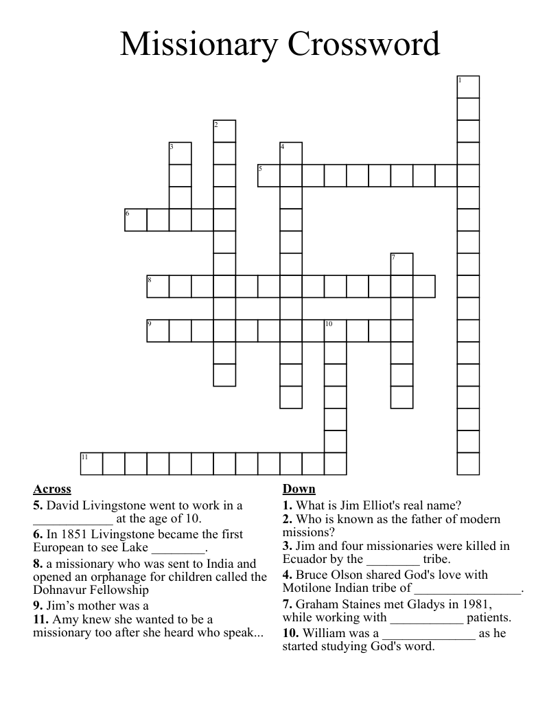 Missionary Crossword