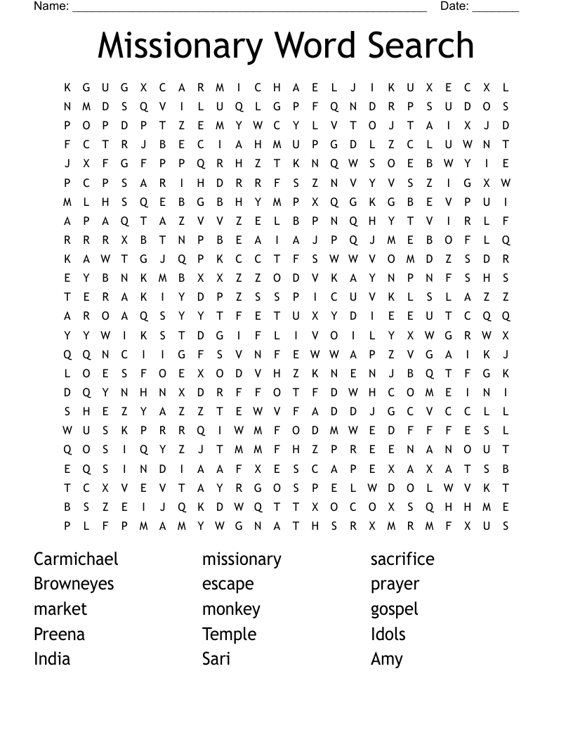 Missionary Word Search