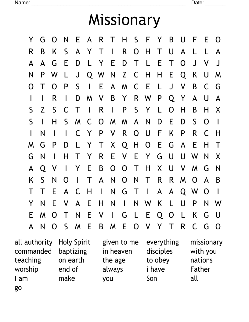 Missionary  Word Search
