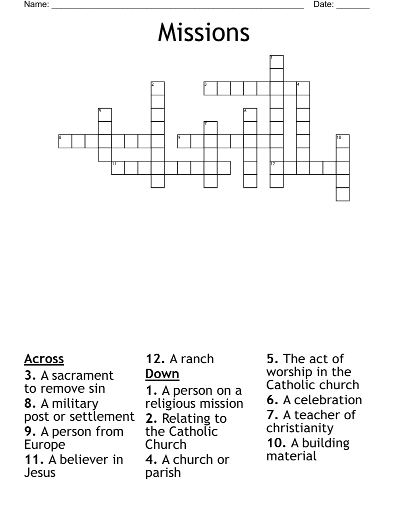 Missions Crossword