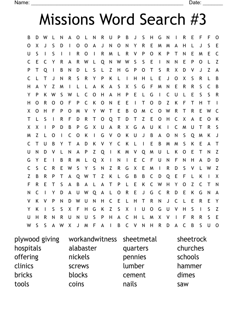 Missions Word Search #3