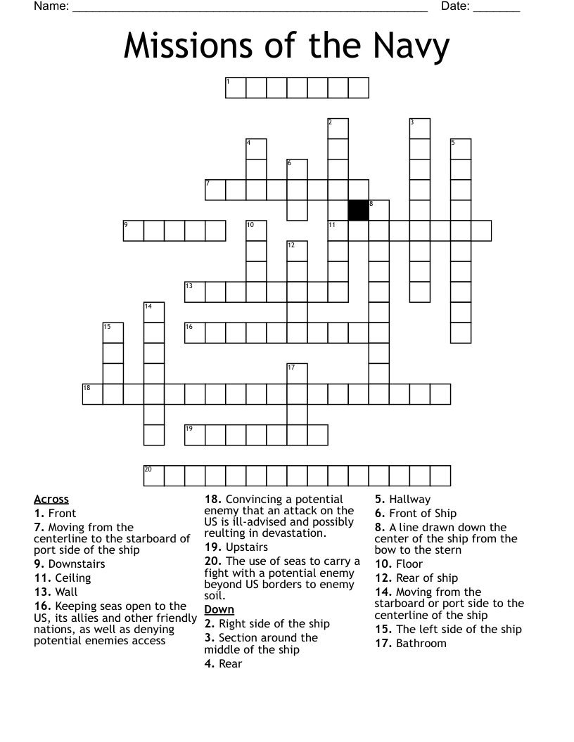 Missions of the Navy Crossword