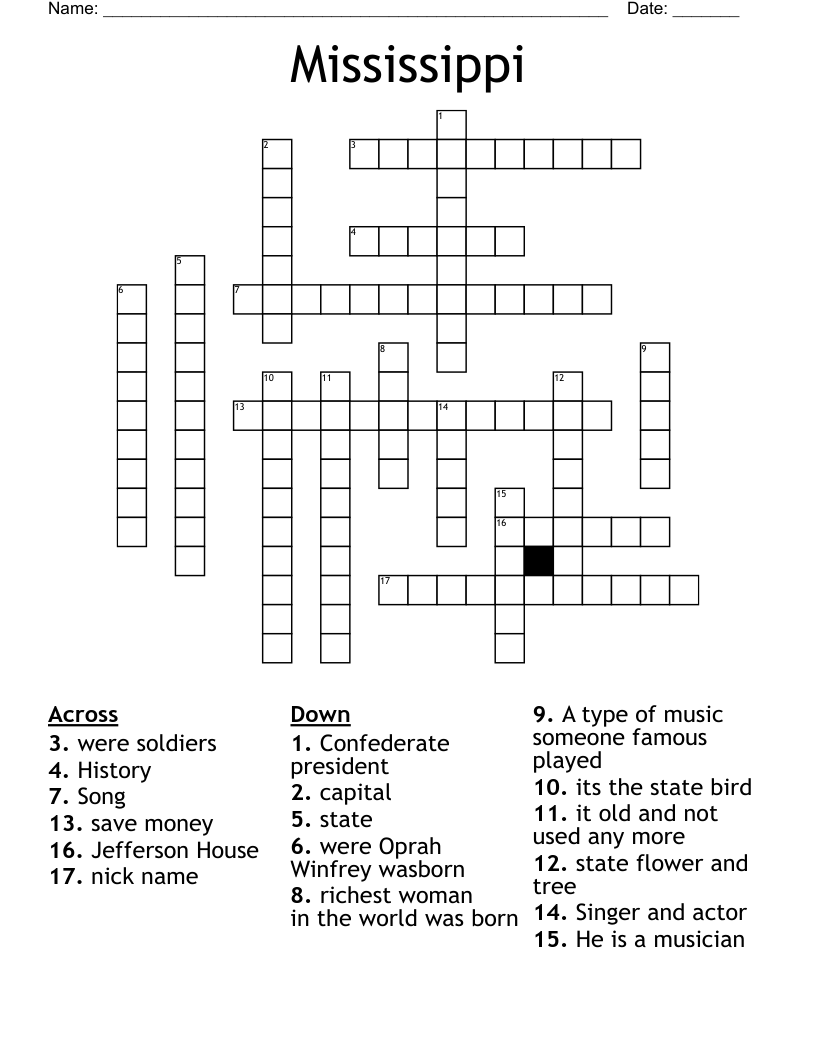 Mississippi Crossword