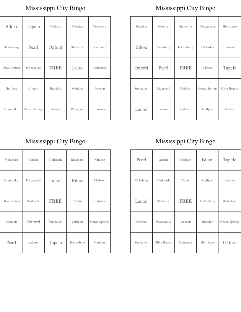 Mississippi City Bingo 