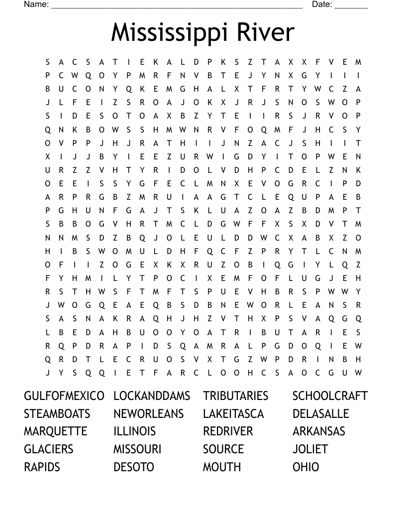 Mississippi River Word Search