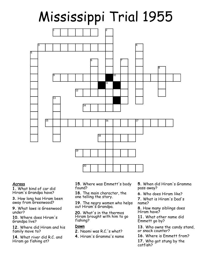 Mississippi Trial 1955 Crossword