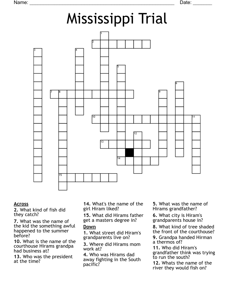 Mississippi Trial Crossword
