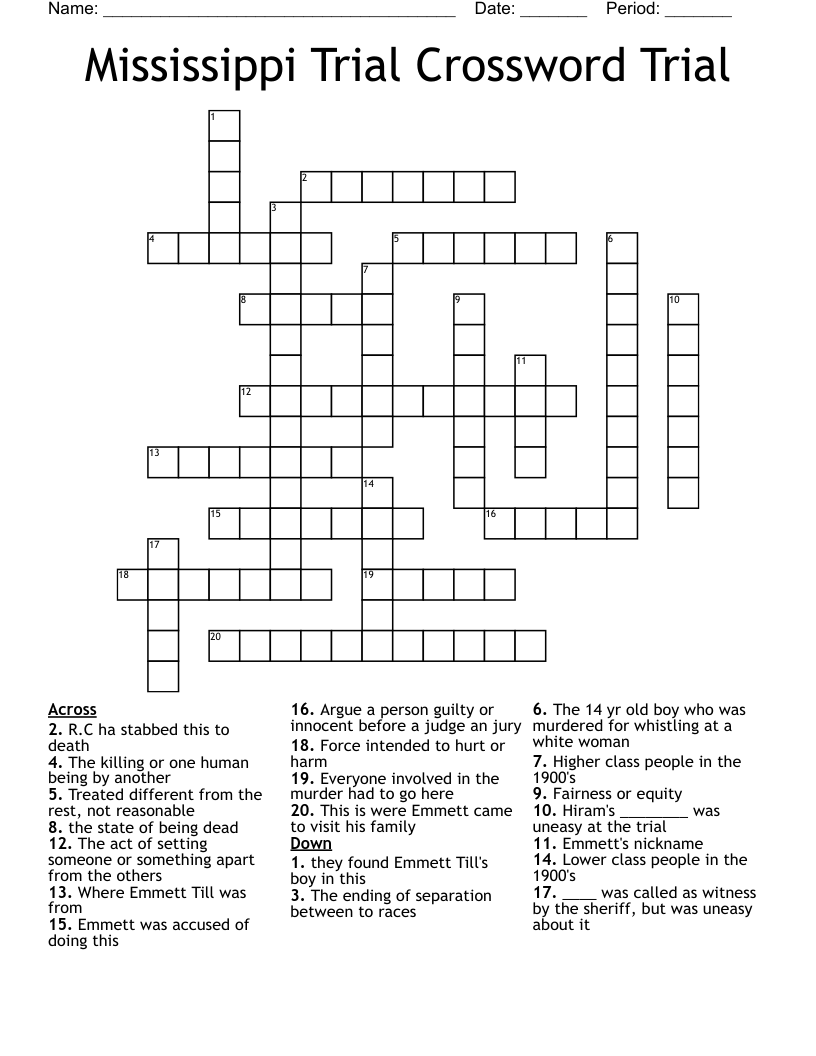 Mississippi Trial Crossword Trial