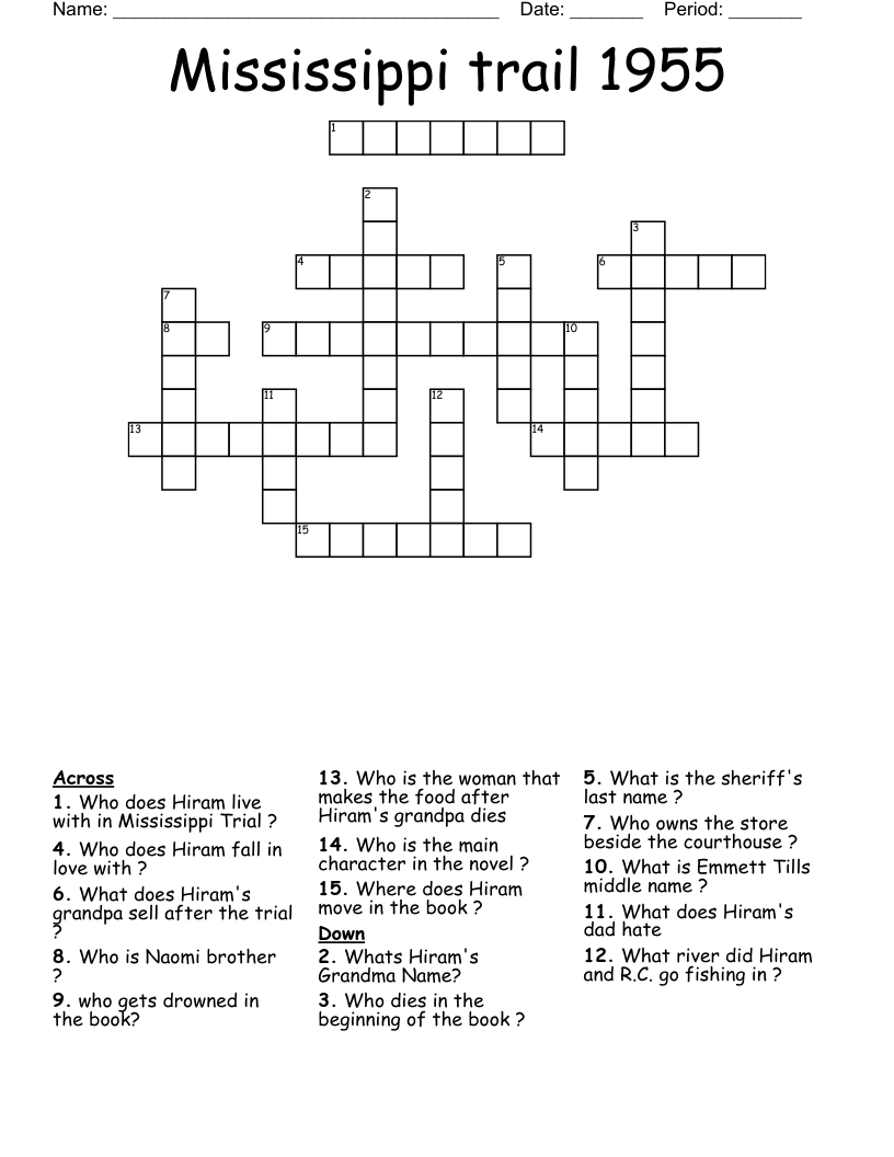 Mississippi trail 1955 Crossword