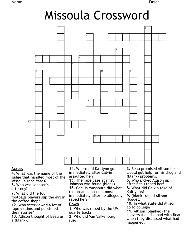 Missoula Crossword